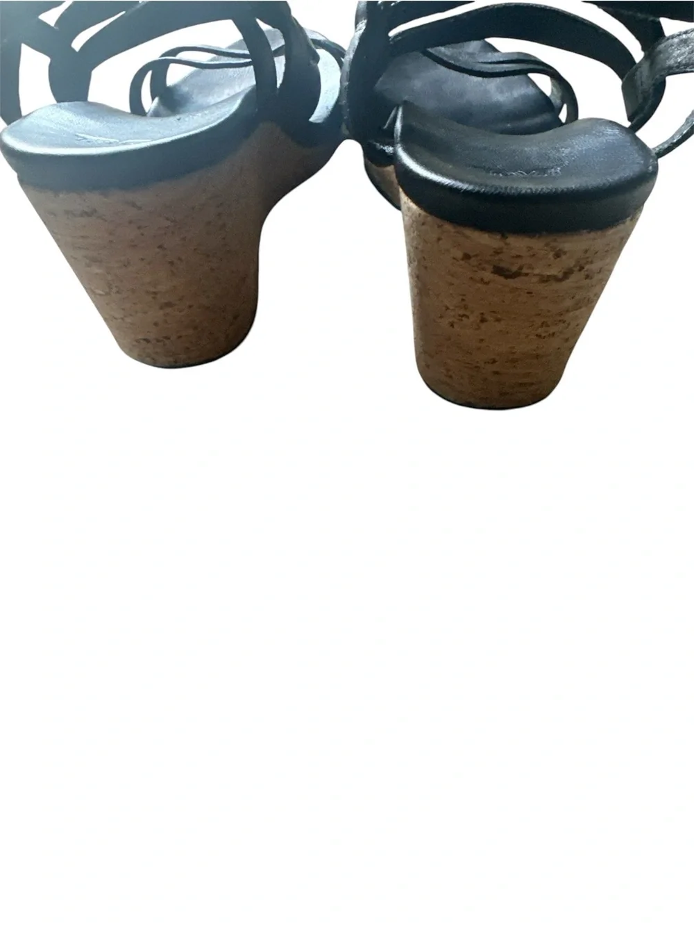 Teva Black Cork Wedge Strappy Sandals